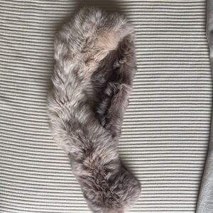 La Fiorentina Rabbit Fur Infinity Scarf in Cream and Taupe